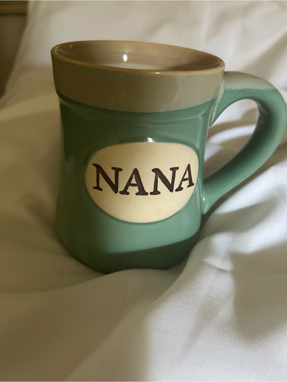 NANA Burton & Burton Green  Coffee Mug with Cream Name Plaque !